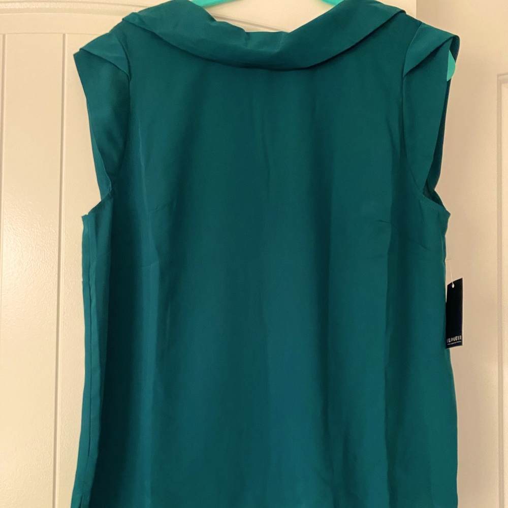 Eloquii Hunter Green Teal Sleeveless Top, Sz 14